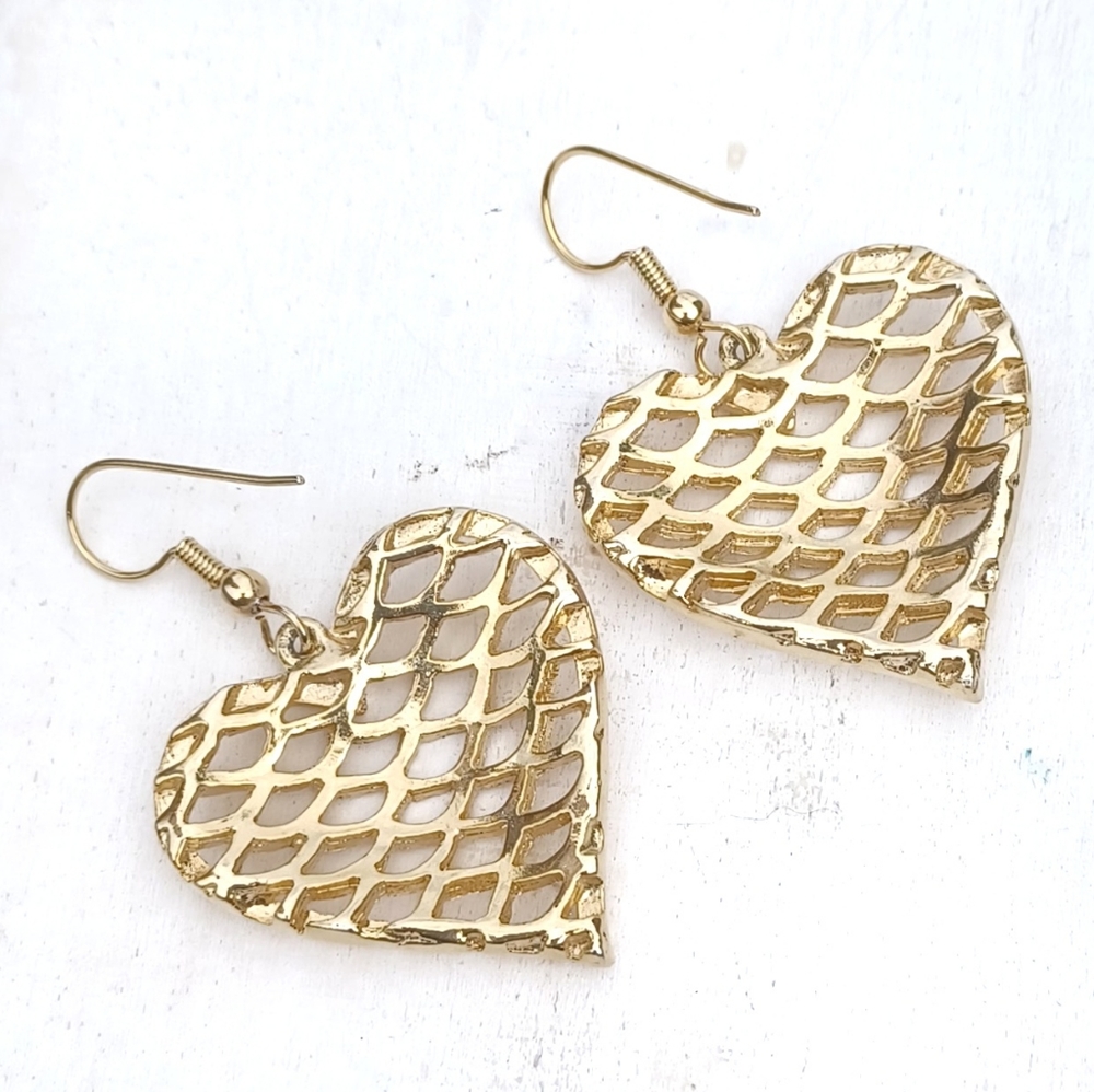 Gold Heart Earrings - Picture 5 of 10